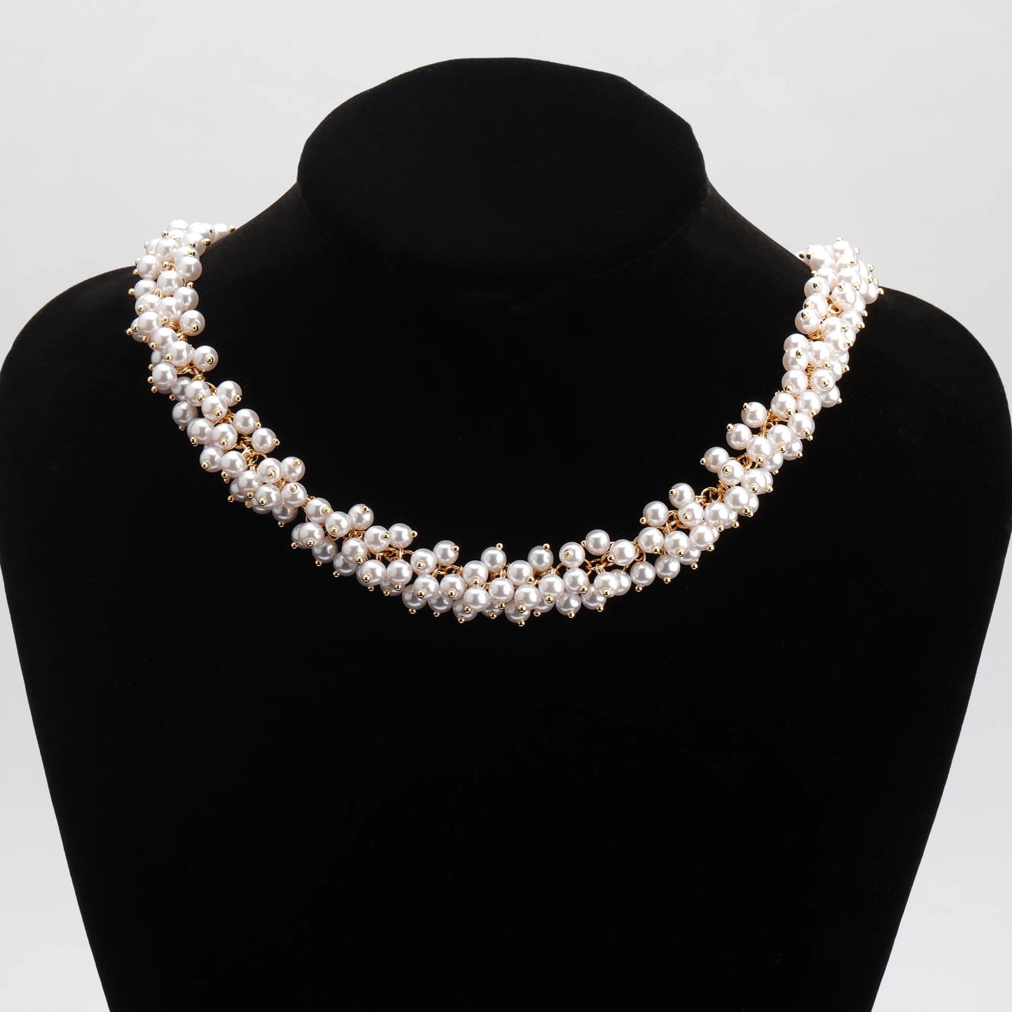 Nickel free,18k gold plated,plastic pearl long maala 50cm