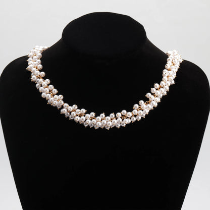 Nickel free,18k gold plated,plastic pearl long maala 50cm