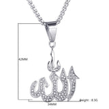 Arab Islamic Muslim Rune Shape Pendant Necklace Women's Necklace Crystal Inlaid Pendant Religious Rune Amulet Accessory Jewelry