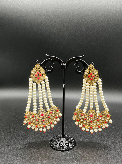 Nauratan hand crafted jhoomer style earrings with polki work earrings - NATASHAHS