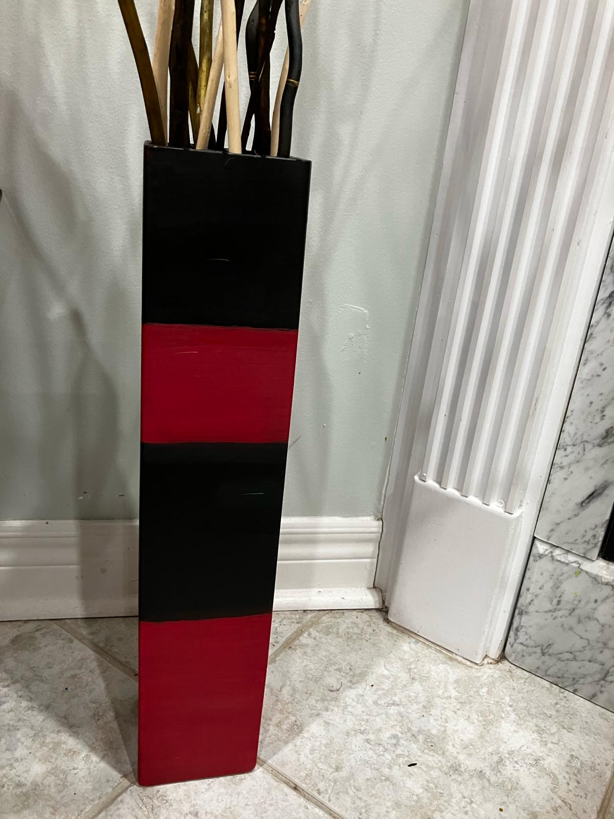 Hand Painted thick glass vase in Red and Black colors - NATASHAHS