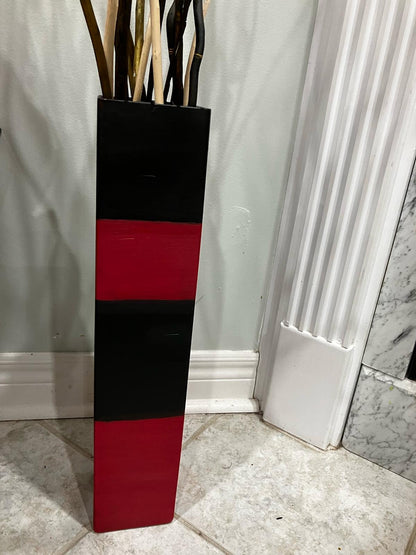 Hand Painted thick glass vase in Red and Black colors - NATASHAHS