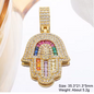 18k real gold plated Luxury Micro Pave Zircon Alam hand Of Fatima pendant - NATASHAHS