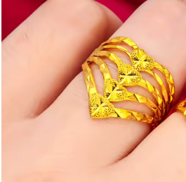 Gold Color Finger Rings for Women Multi Lines Heart Ring Size 8 Bague Femme Anillo Wedding Engagement Jewelry