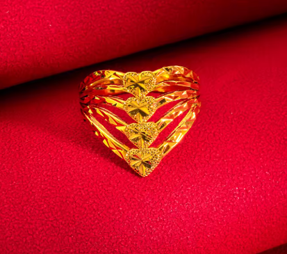 Gold Color Finger Rings for Women Multi Lines Heart Ring Size 8 Bague Femme Anillo Wedding Engagement Jewelry - NATASHAHS