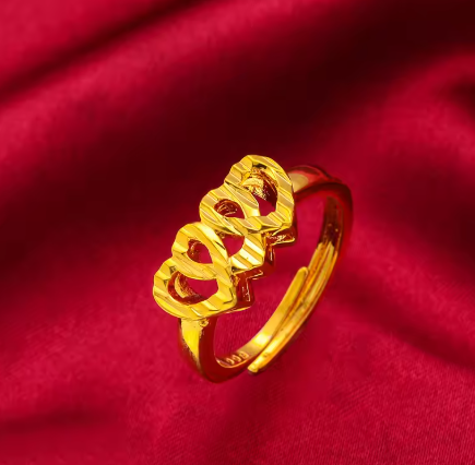 Fine Jewelry Wholesale Fashion Woman Girl Birthday Wedding Gift Heart Bamboo Joint 24KT Gold Resizable Ring - NATASHAHS