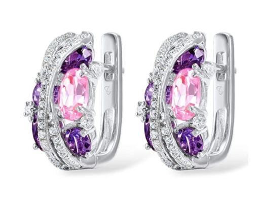Fashion Zircon Earrings Earclip Engagement Earrings for Women Princess Jewelry Cute Girl Accessories Birthday Anniversary Gift