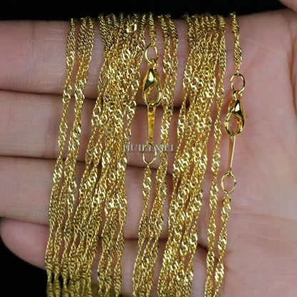 2mm Gold Color Water Wave Chain Necklaces 20" Fashion Jewelry Necklace Chains