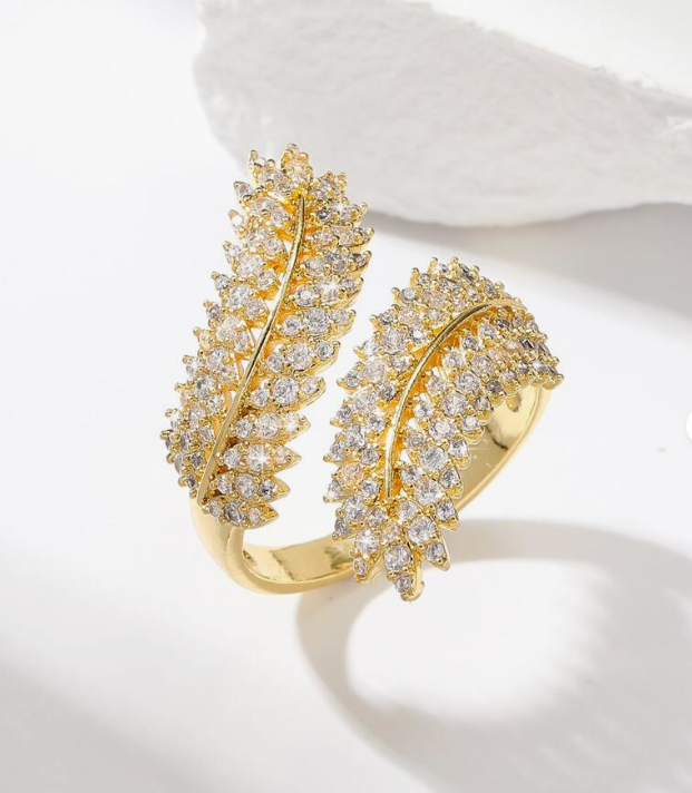1pc Gold-color Maple Leaf Open Ring - NATASHAHS