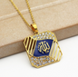 Arab Islamic Muslim Rune Shape Pendant Necklace Women's Necklace Crystal Inlaid Pendant Religious Rune Amulet Accessory Jewelry