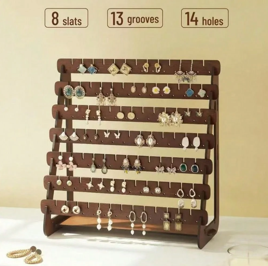 Earring Display Wood Earring Stand Organizer Stud Earrings Tower Jewelry Organizer Holder For Stud Hook Earrings Organizer