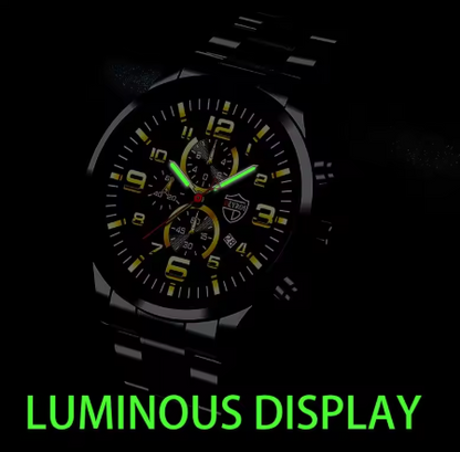 Fashion Mens Sports Watches for Men Luxury Stainless Steel Quartz Wrist Watch Calendar Luminous Clock Man Business Casual Watch