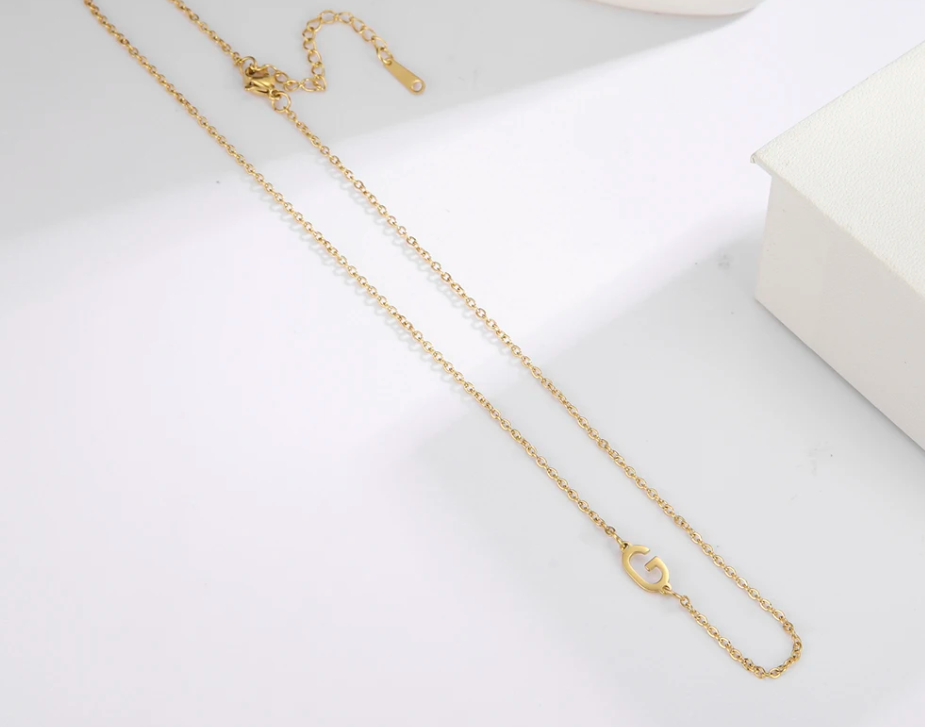 Custom Sideways Initial Letter Necklaces For Women Jewelry Stainless Steel A-Z Alphabet Personalized Necklace Gift - NATASHAHS