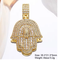 18k real gold plated Luxury Micro Pave Zircon Alam hand Of Fatima pendant