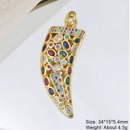18k real gold plated Luxury Micro Pave Zircon Alam hand Of Fatima pendant - NATASHAHS