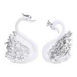 1 Pair Romantic Crown Swan Cake Topper Flamingo Cake Dessert Baking Decor Ornament Birthday Wedding Cake Decoration Supplies