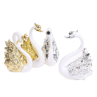 1 Pair Romantic Crown Swan Cake Topper Flamingo Cake Dessert Baking Decor Ornament Birthday Wedding Cake Decoration Supplies