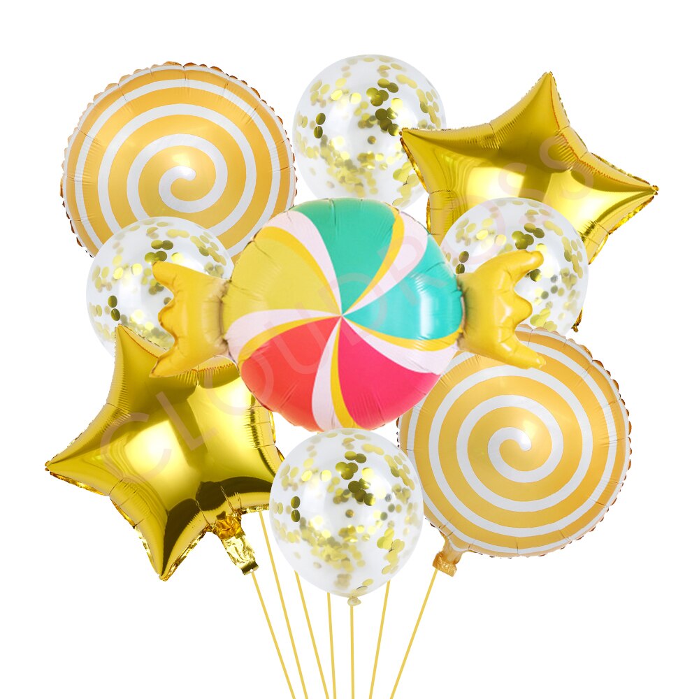 1 ensemble de ballons en aluminium pour beignets de crème glacée, ballons confettis bonbons, joyeux anniversaire, décor de fête prénatale garçon fille, fournitures de fête à faire soi-même