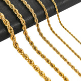 2/3/4/5/6mm Rope Chain Necklace Stainless Steel Never Fade Waterproof Choker Men Women Jewelry Gold Color Plated Chains Gift
