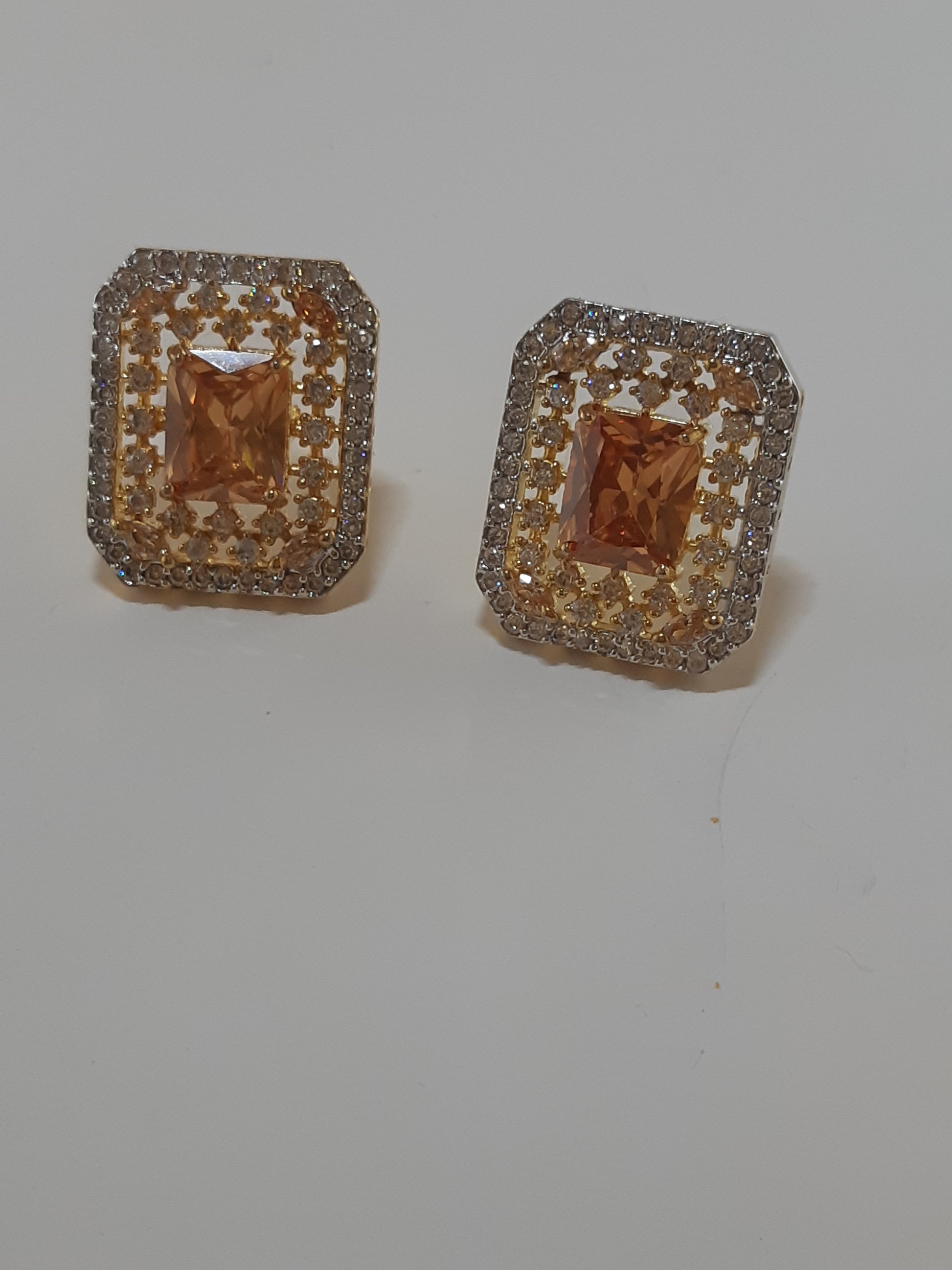 Crystal White stone Gold Plated Elegant Earrings - NATASHAHS