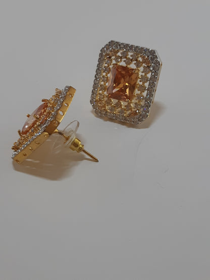 Crystal White stone Gold Plated Elegant Earrings - NATASHAHS