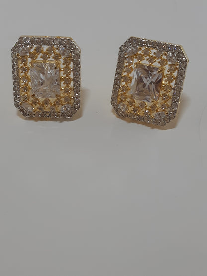 Crystal White stone Gold Plated Elegant Earrings - NATASHAHS