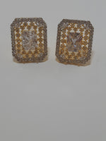 Crystal White stone Gold Plated Elegant Earrings - NATASHAHS