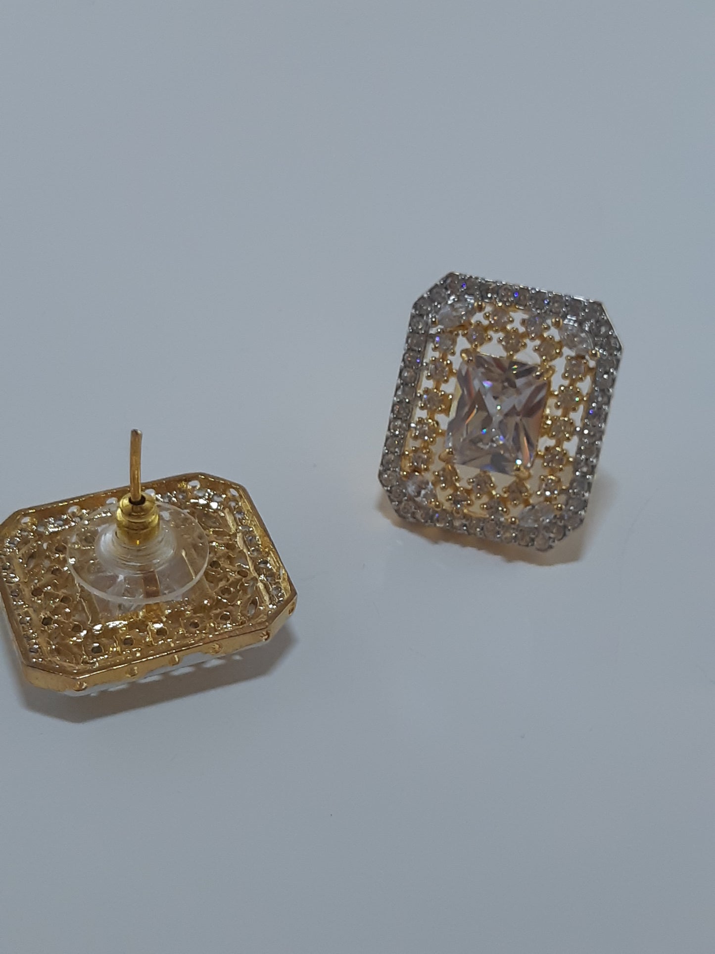 Crystal White stone Gold Plated Elegant Earrings - NATASHAHS