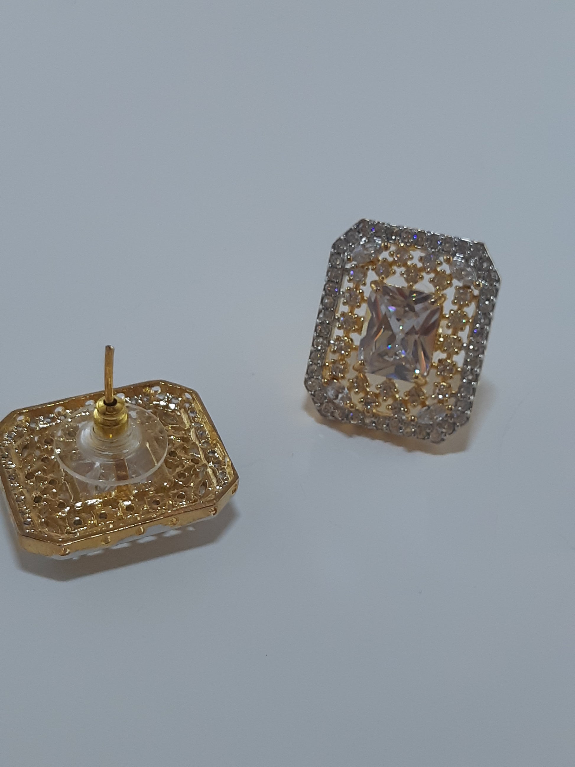 Crystal White stone Gold Plated Elegant Earrings - NATASHAHS