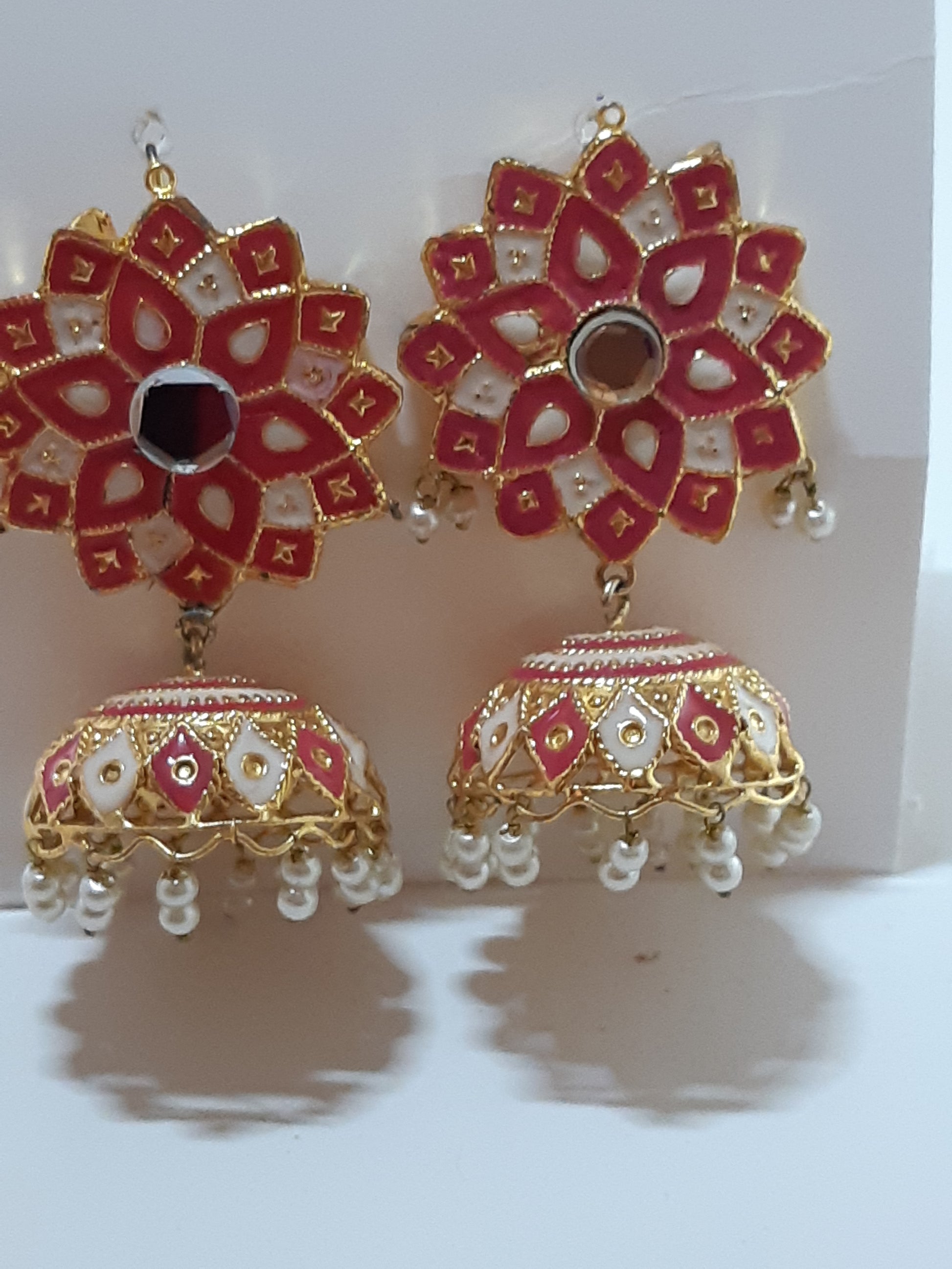 White & pink meena earrings - NATASHAHS