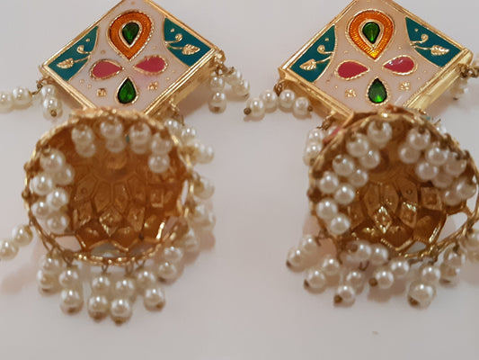 Light multi colors meena earrings - NATASHAHS