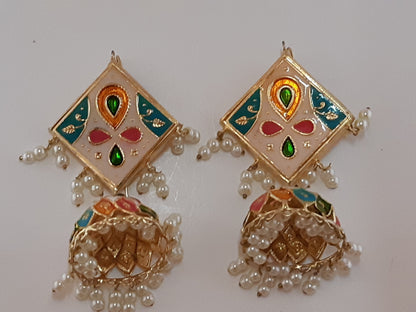 Light multi colors meena earrings - NATASHAHS
