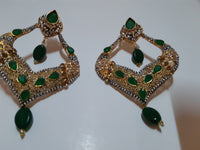 Red stones Spade Style Earrings with Gold-plated Base - NATASHAHS