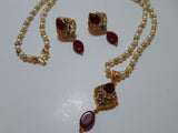 Maroon Golden Base Pendant Set - NATASHAHS