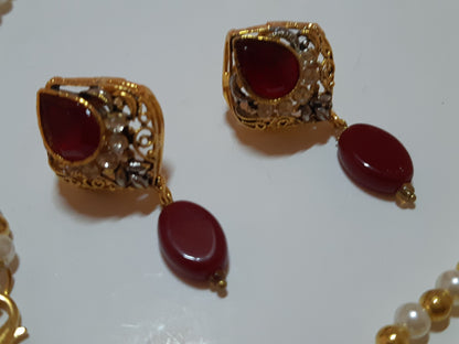 Champagne stones Golden Base Pendant Set - NATASHAHS