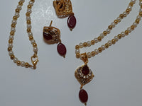 Maroon Golden Base Pendant Set - NATASHAHS