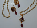 Maroon Golden Base Pendant Set - NATASHAHS