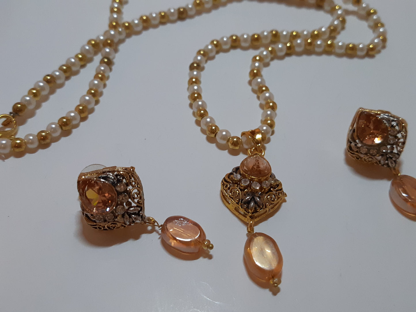 Green Golden Base Pendant Set - NATASHAHS