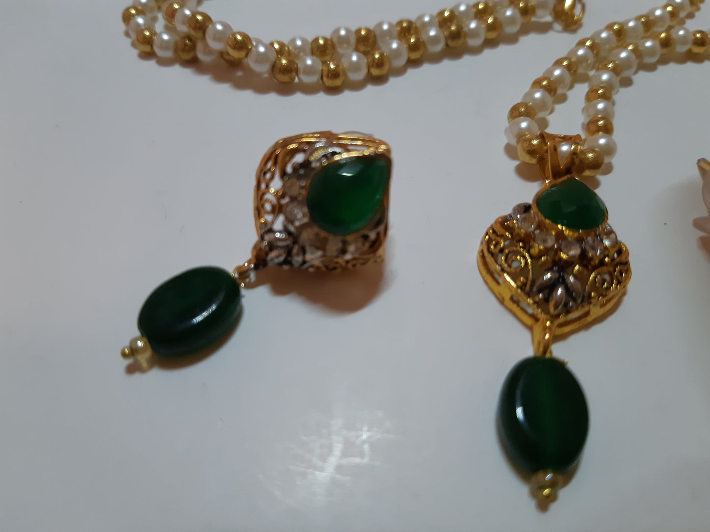 Navy Blue Golden Base Pendant Set - NATASHAHS