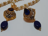 Navy Blue Golden Base Pendant Set - NATASHAHS