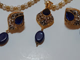 Navy Blue Golden Base Pendant Set - NATASHAHS