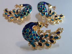 Blue Peacock Earrings & Rings set - NATASHAHS