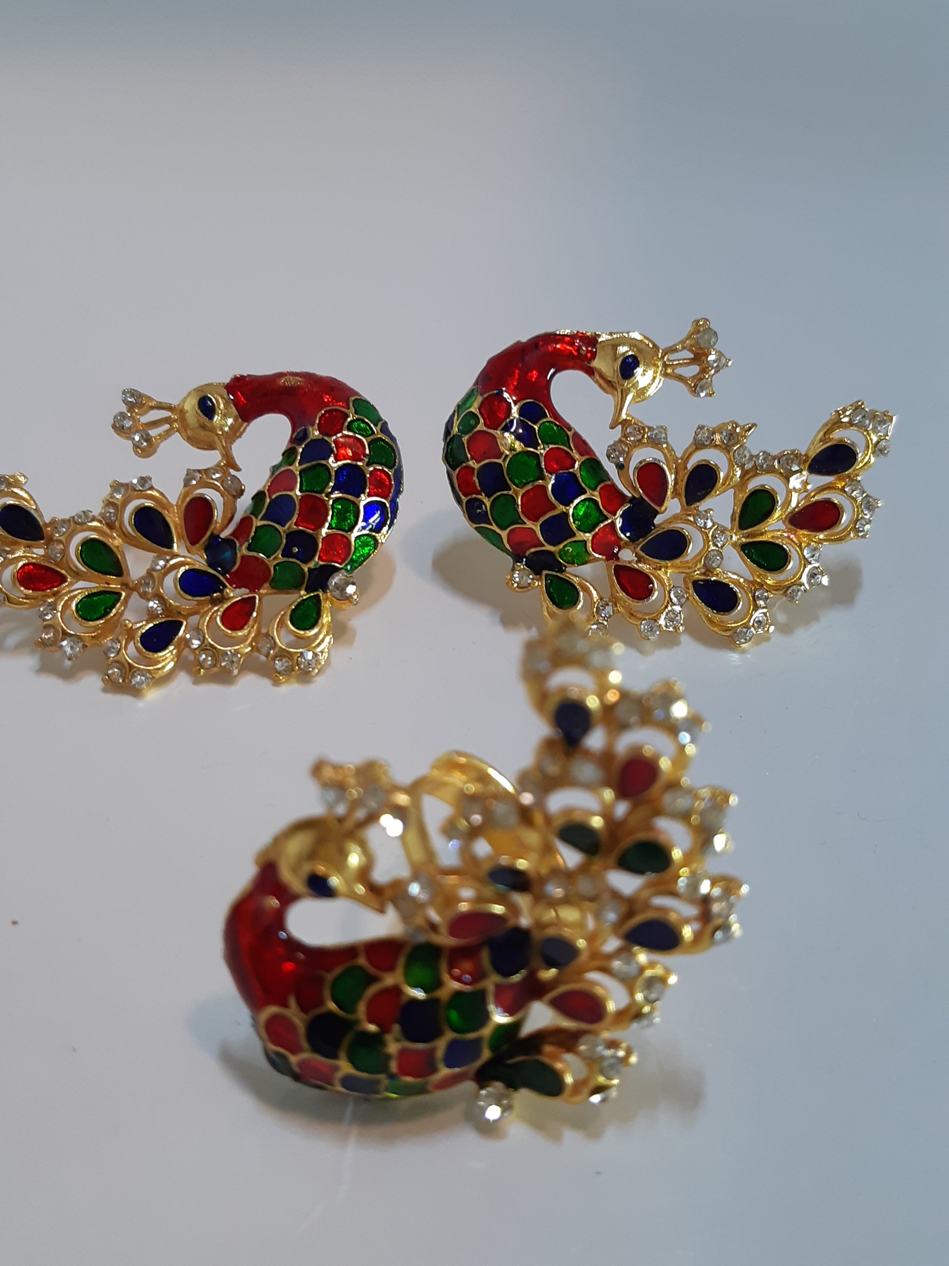 Dark Green Peacock Earrings - NATASHAHS