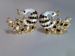 White & Black Peacock Earrings - NATASHAHS