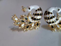 White & Blue Peacock Earrings - NATASHAHS