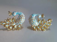 White & Blue Peacock Earrings - NATASHAHS