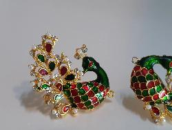 Green & Red Peacock Earrings - NATASHAHS