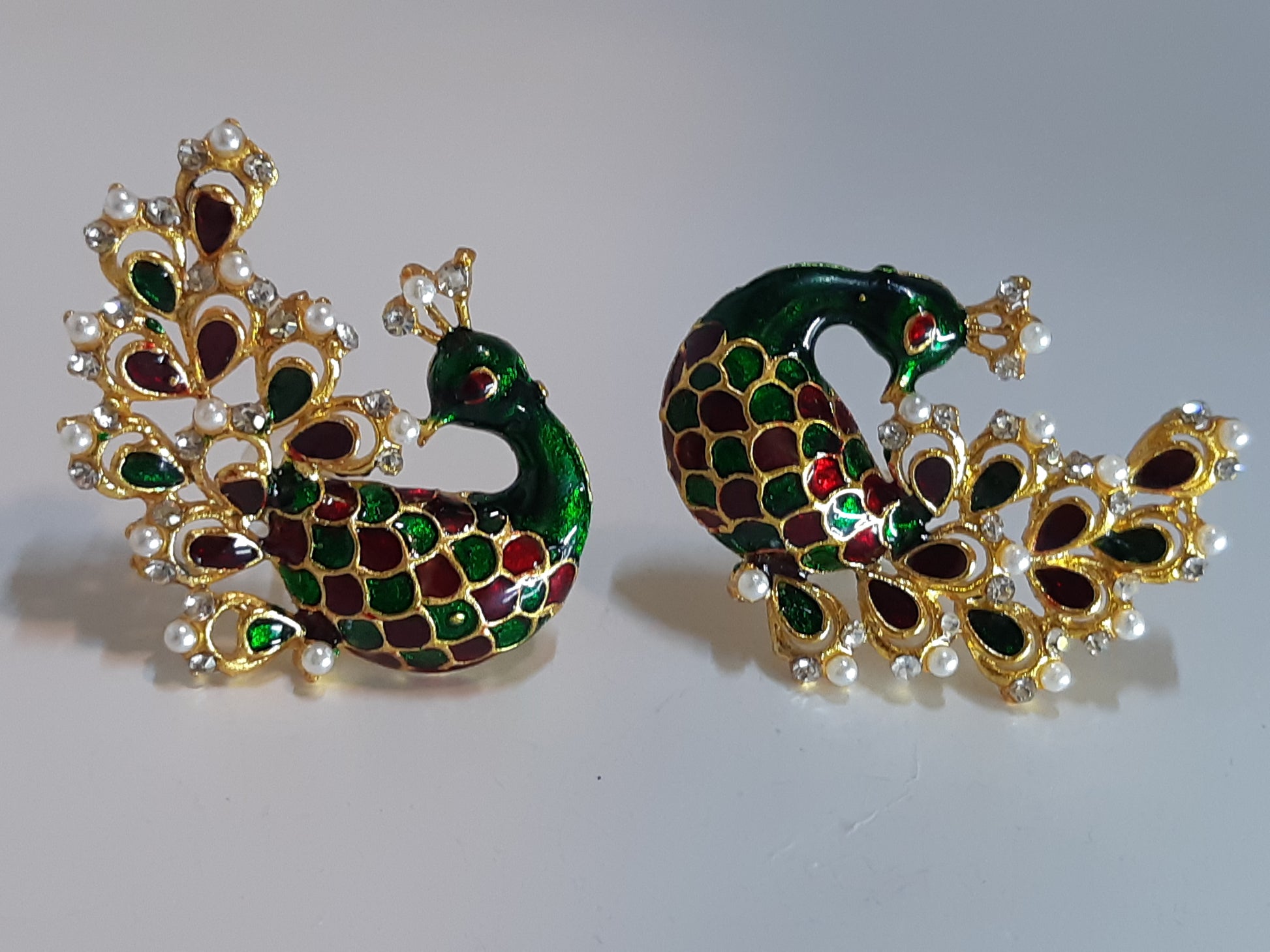 Dark Green Peacock Earrings - NATASHAHS