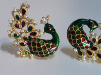 White & Blue Peacock Earrings - NATASHAHS