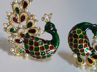 White & Blue Peacock Earrings - NATASHAHS
